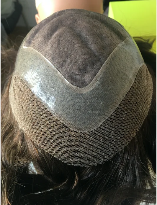 
100% human hair adhesive toupee for men 