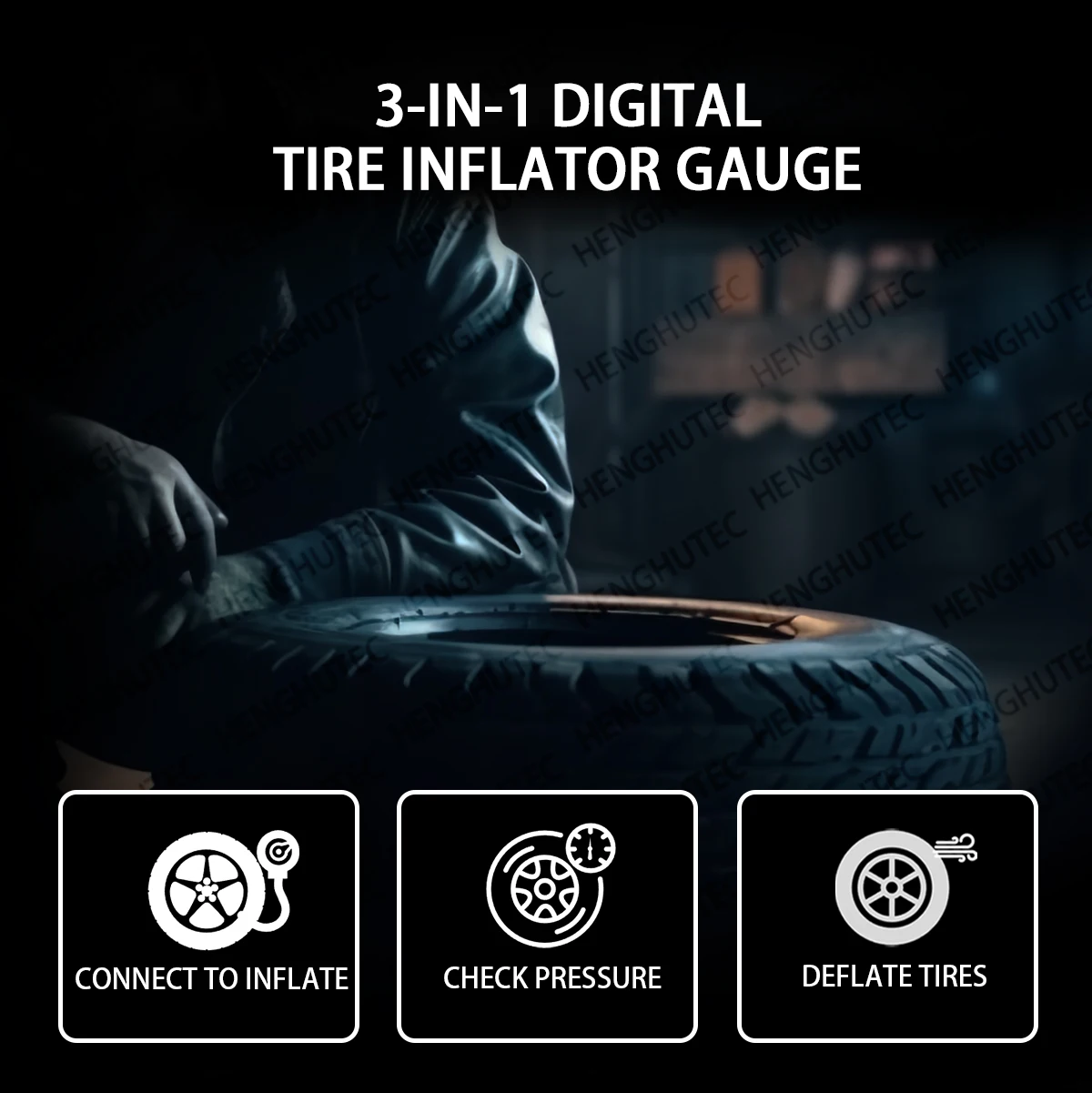 LCD Display Digital Tire Inflator - Dial Air Pressure Gauge for Accurate Tyre Inflation