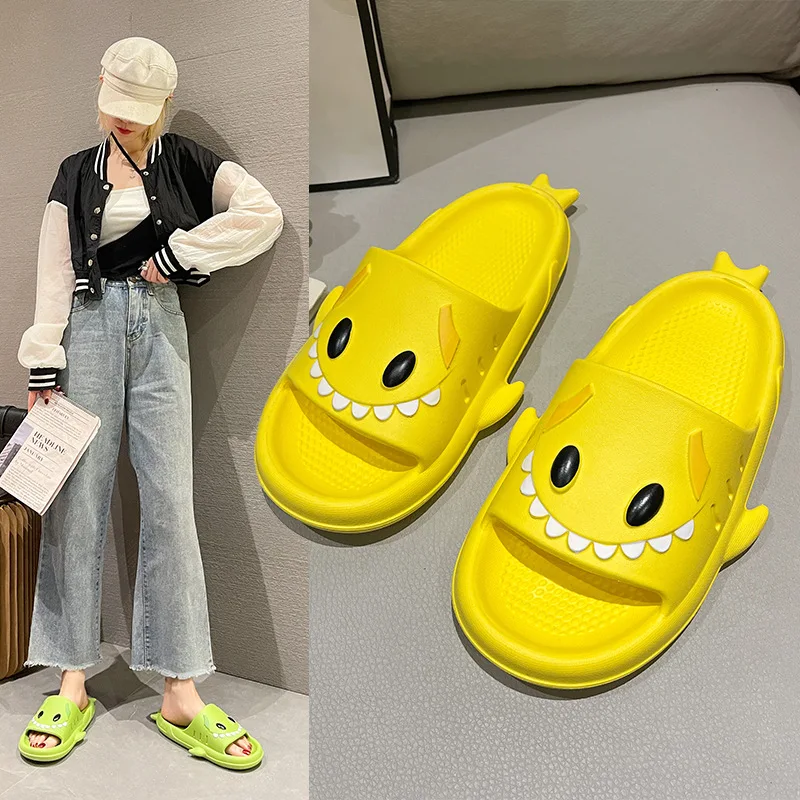 free shipping cute cartoon sandals tiger shark slippers indoor home  kids and adult shark slippers outdoor beach summer