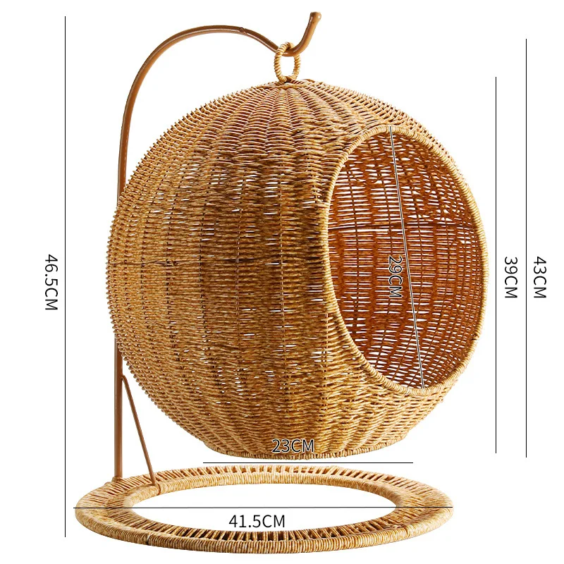 Hotsale Handmade Cat Nest PP Plastic rattan Weaving Washable Hanging Basket Home Decoration pet house
