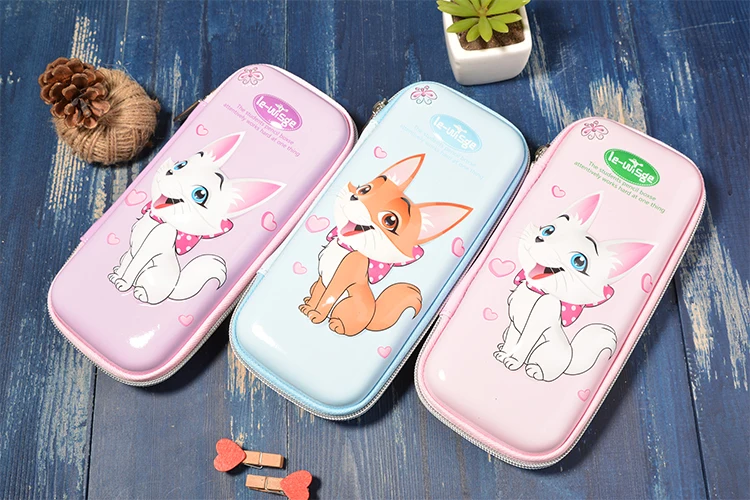 
Custom Large Capacity Student Stationery Bag EVA 3D Zipper Pencil Case for Girls Cute Cat Printing 