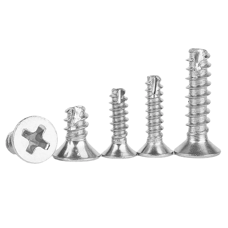 304 stainless steel cross countersunk head flat tail cut self-tapping screw kT slotted M3M4