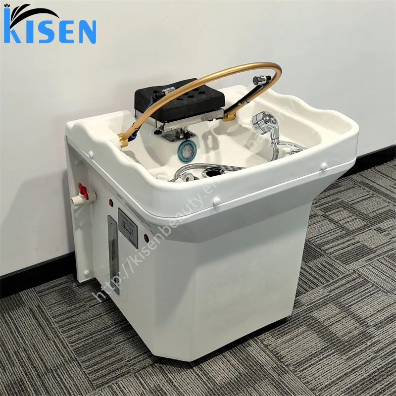 Kisen Hot Sale Beautyshop 60L Water Tank Salon Equipment Portable Height Adjustable Hair Washing Bowl Pipeless Shampoo Basin