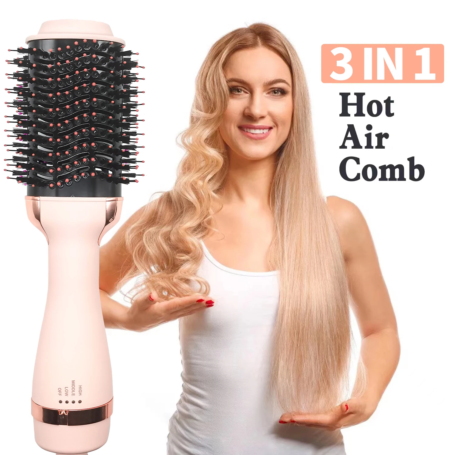 Amazon Top Seller New Pink Hair Dryer Professional Comb Hot Cold 1200W One Step Hot Air Brush
