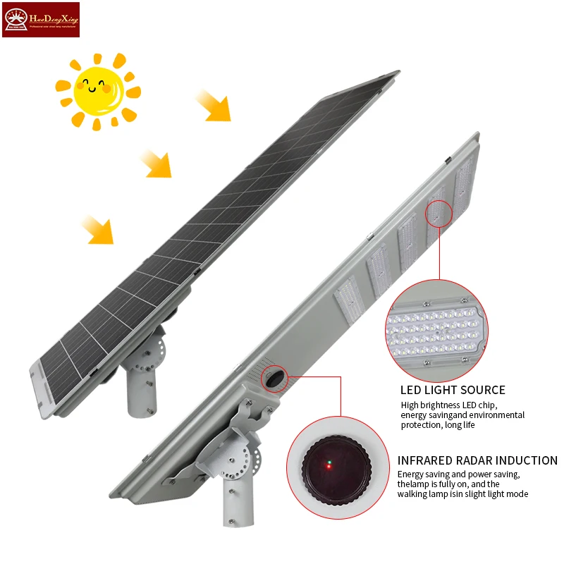 Factory Sale New Model 100w/150w/200w Solar LED Street Light Waterproof Outdoor Public Lighting Installation Aluminum Lamp IP65