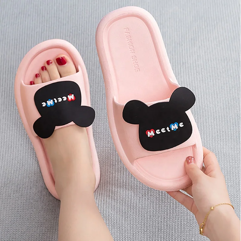 2022 new fashion simple summer indoor non-slip cartoon home wear-resistant foam ladies slippers wholesale couple slippers