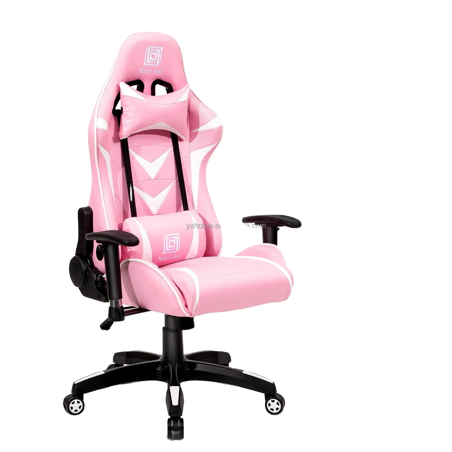 Modern gaming chair Pink cute chair with cat design headrest