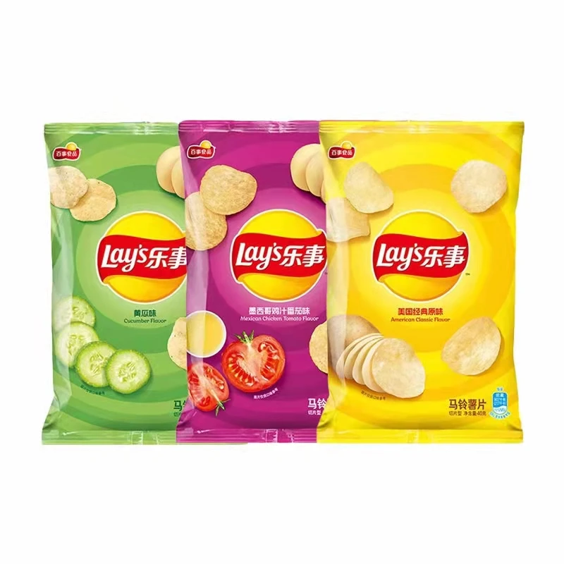 Оптовая продажа китайская еда с различными вкусами овощные картофельные чипсы экзотические лидер продаж 40 г пакет картофельных чипсов
