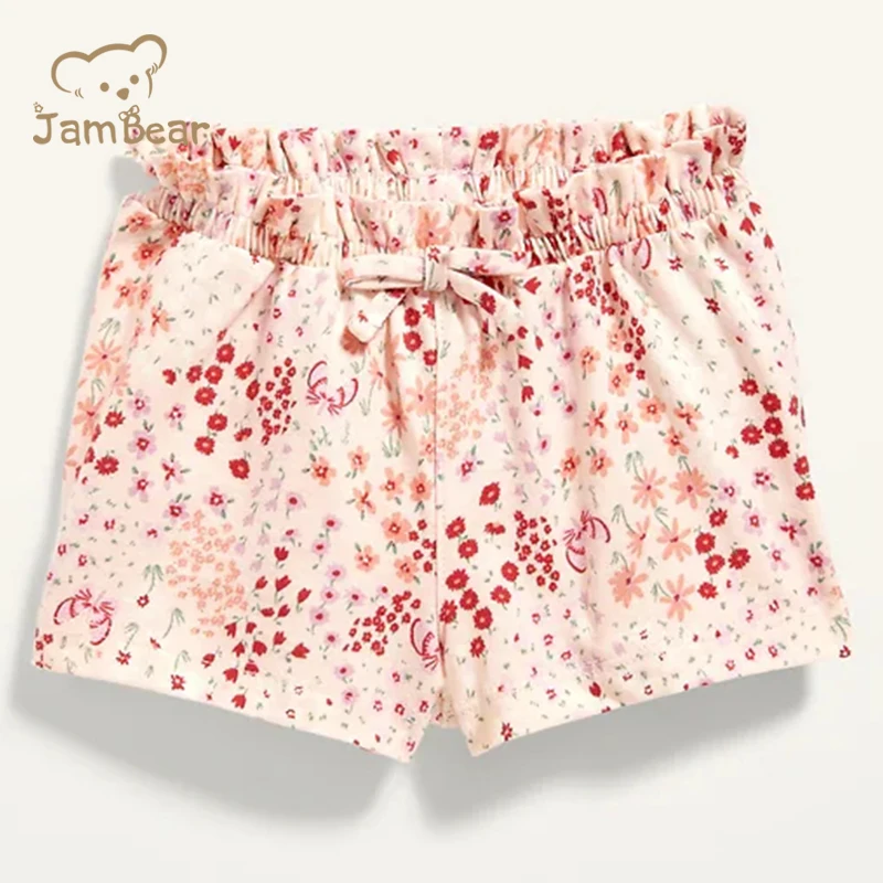 Шорты детские JamBear из органического хлопка Джоггеры для девочек с естественным принтом Короткие
