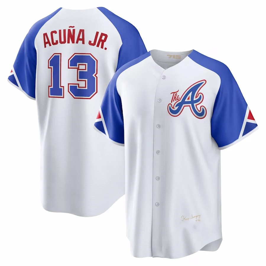 Original 1:1 Mens baseball jersey wear Atlanta Team Ronald Acuna Jr. NK 2023 City Connect softball Jersey softball uniform