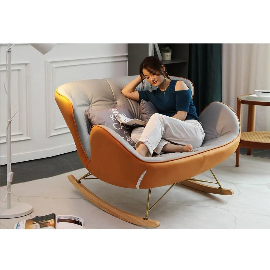 Nordic two person rocking chair lazy sofa living room balcony garden rocking chair office lunch lounge chair