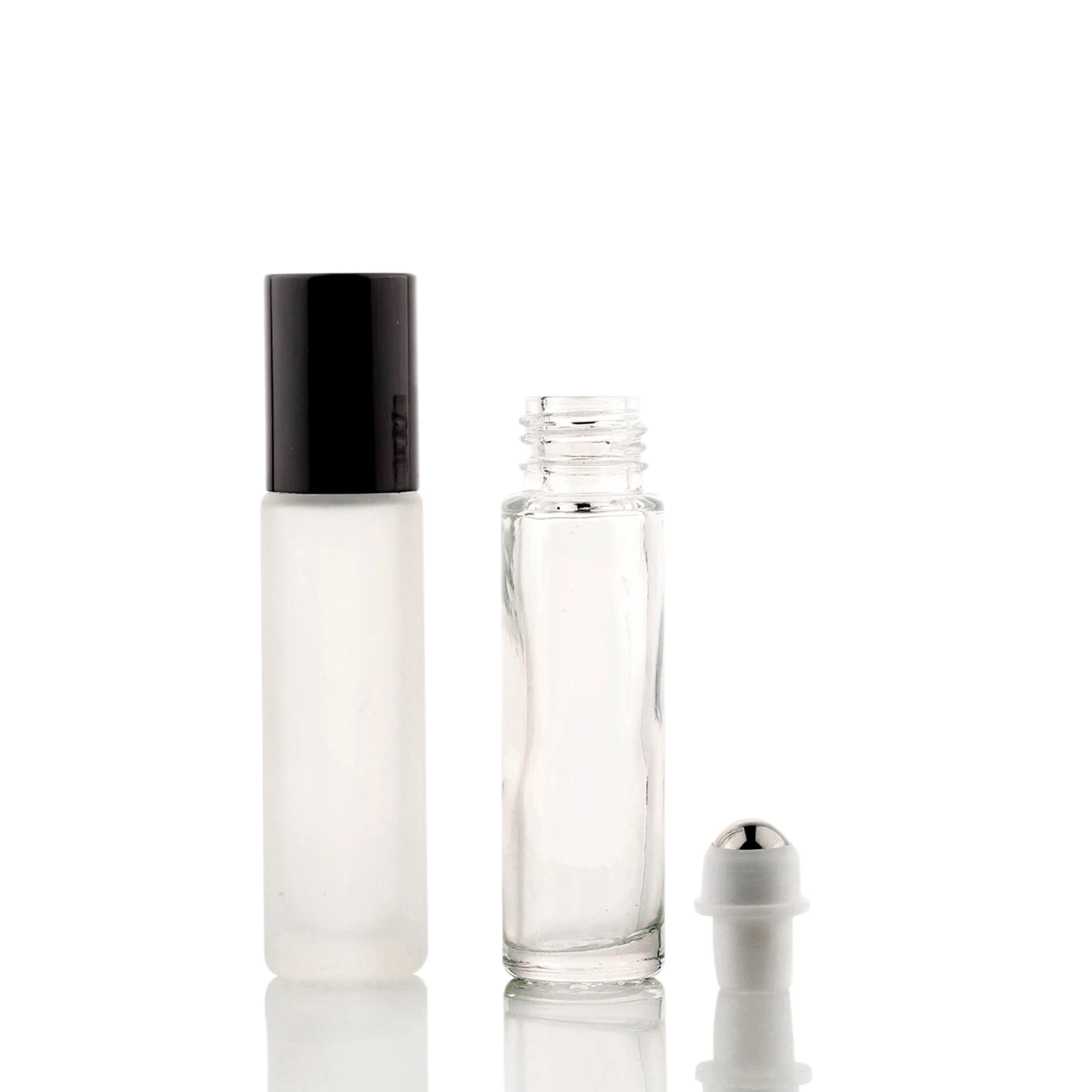 Stock 1/3 Oz Empty Transparent Amber Blue And Green 10 Ml Roll On Glass Bottles For Cosmetic Skin Care Packaging