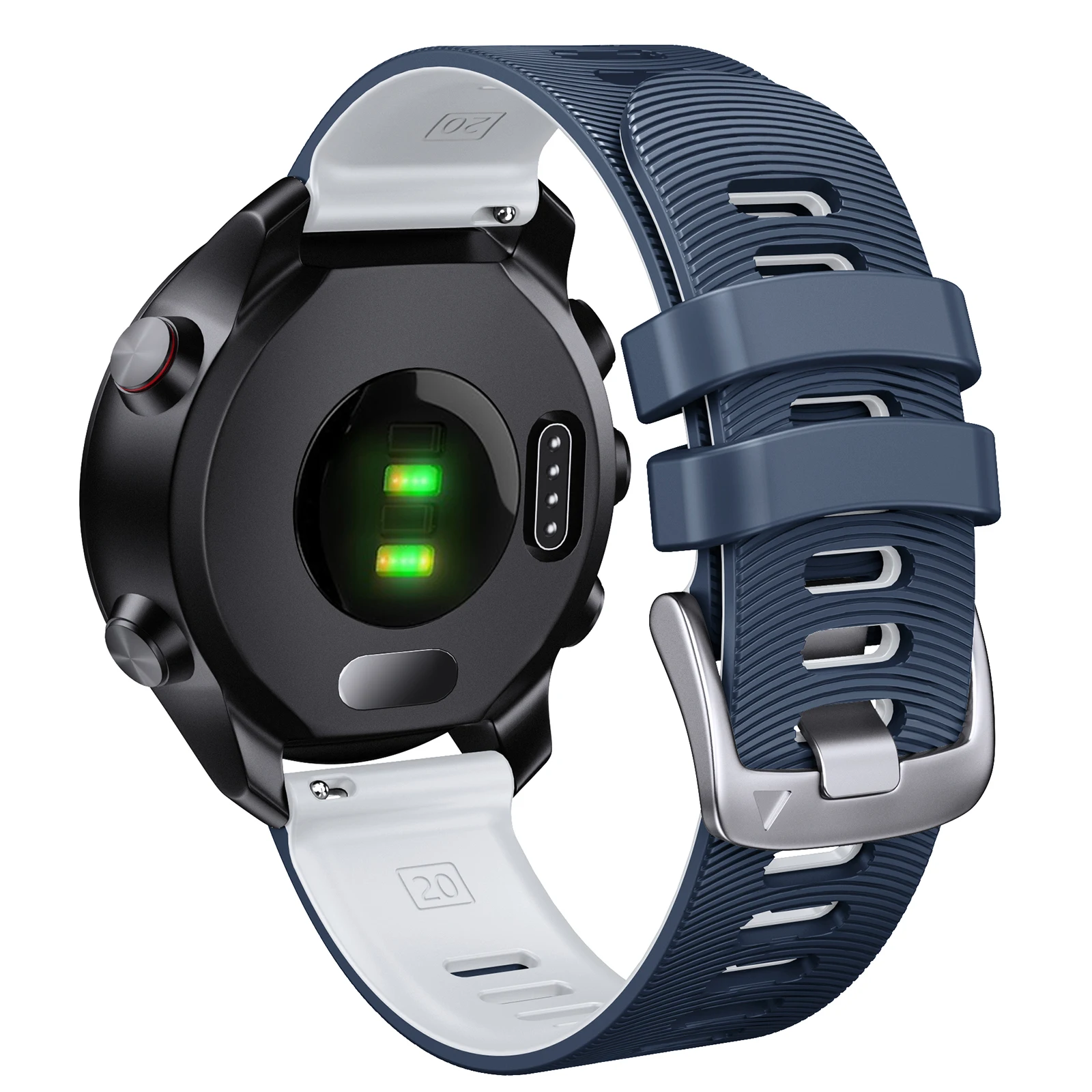 Eraysun Silicone Watch Bands Dual Color Silicone Bands 20mm for Garmin Forerunner 245/645 Soft Sport Rubber Breathable Strap