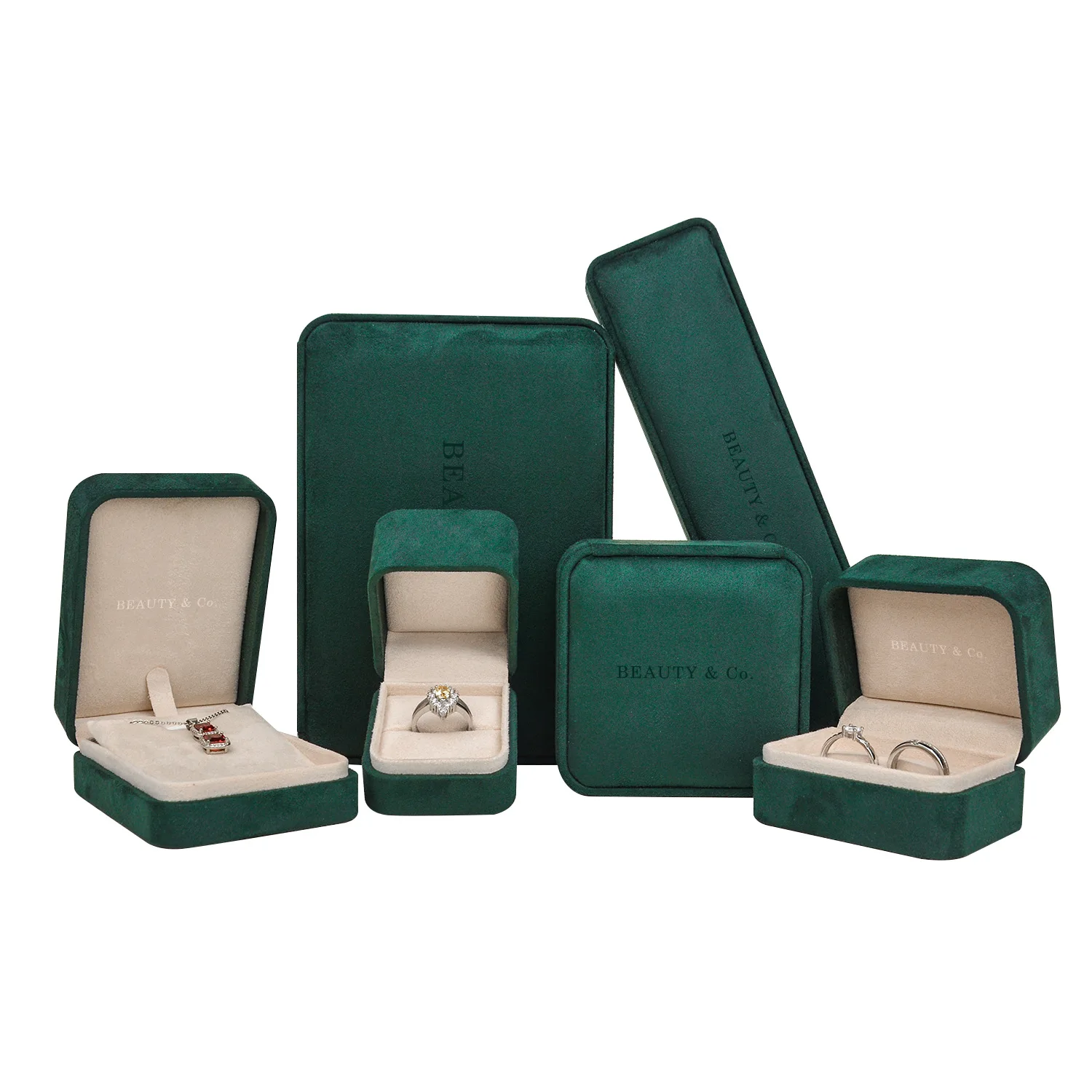 Custom Jewelry Box Packaging With Logo Luxury Red Velvet Necklace Earring Bracelet For Jewelry Box