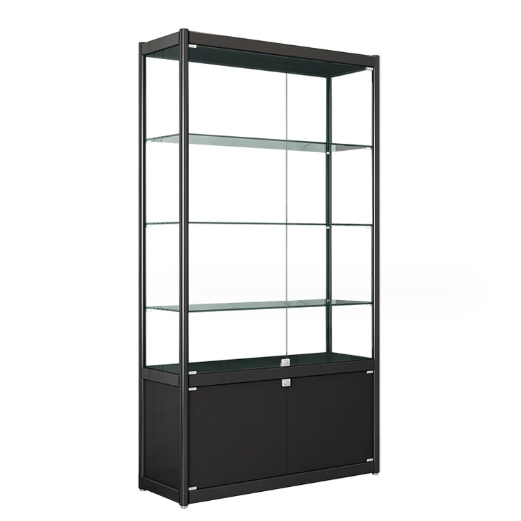 Custom retail tobacco shop display cabinet Lockable aluminum frame glass display cabinet