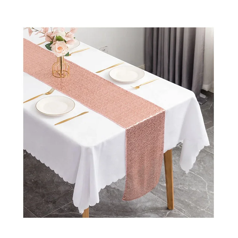 Party Wedding Birthday Celebration Supplies Decorations Wholesale Sequin Table Runner Rose Gold Glitter Table Linens