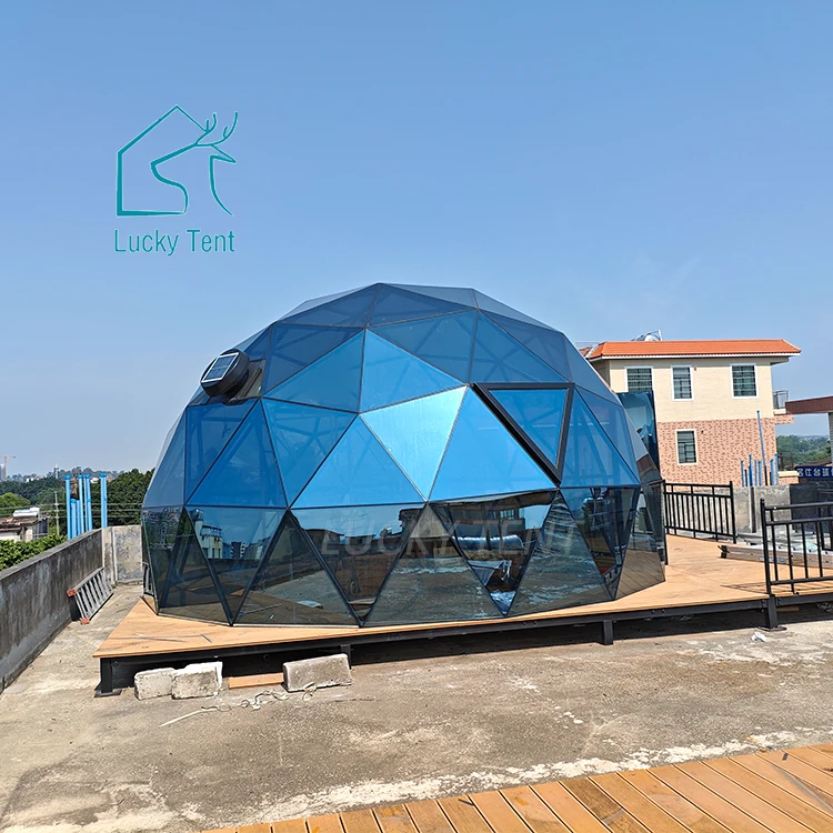 Wholesale Price 6m Safari Glamping Glass Tent Eco Canopy Tent Geodesic Glass Dome Tent Iglo For Glamping