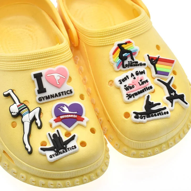 Wholesale Hot Selling Gymnastic Series Crco Shoe Charms Shoe Accessories Soft Pvc gymnastic Fitness croc charms