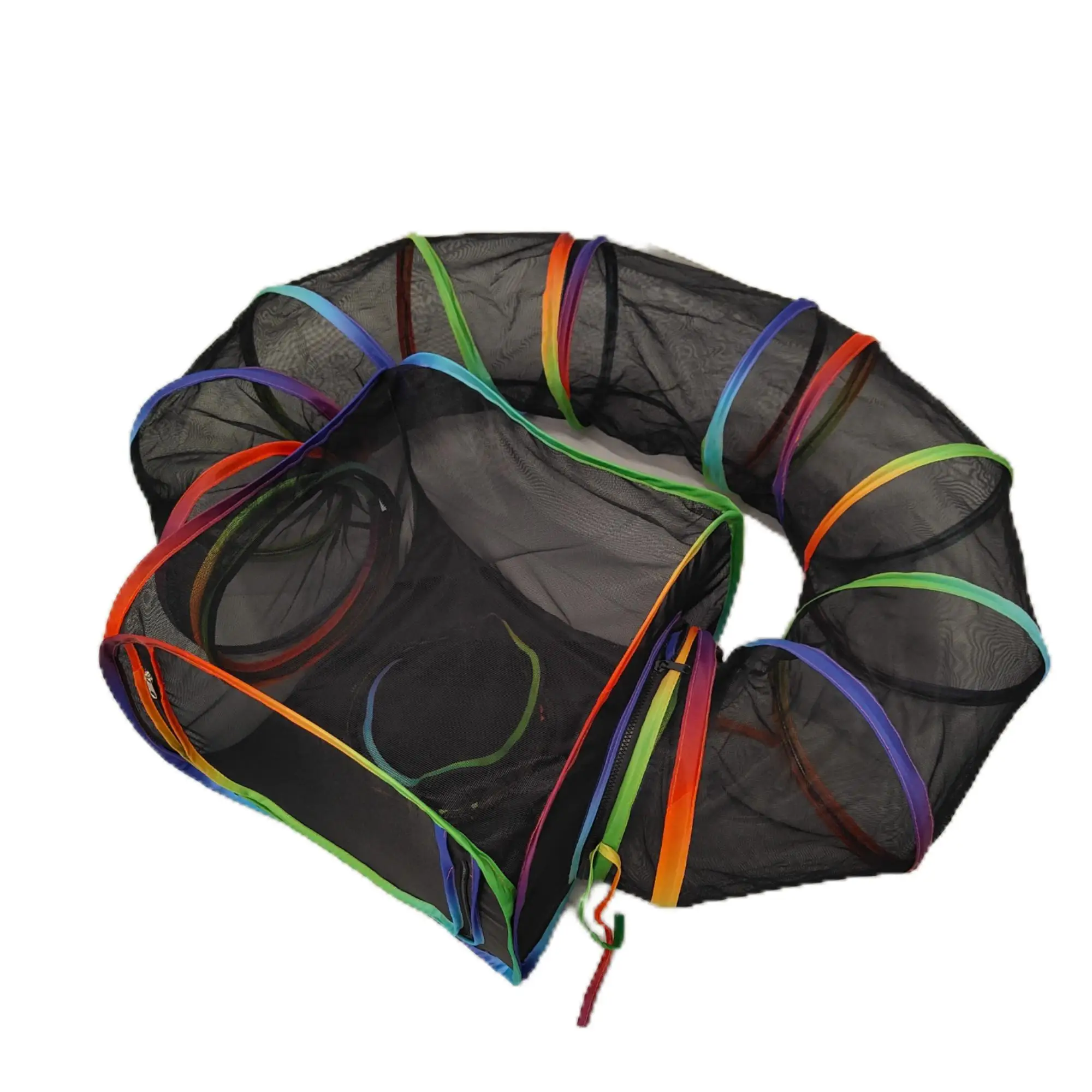 2 in 1 Square Pet Cage with U Type Tunnel Small Animals Suitable for Cat Dog Kennel Tunnels Easy to Open&Fold Colorful Mesh Net