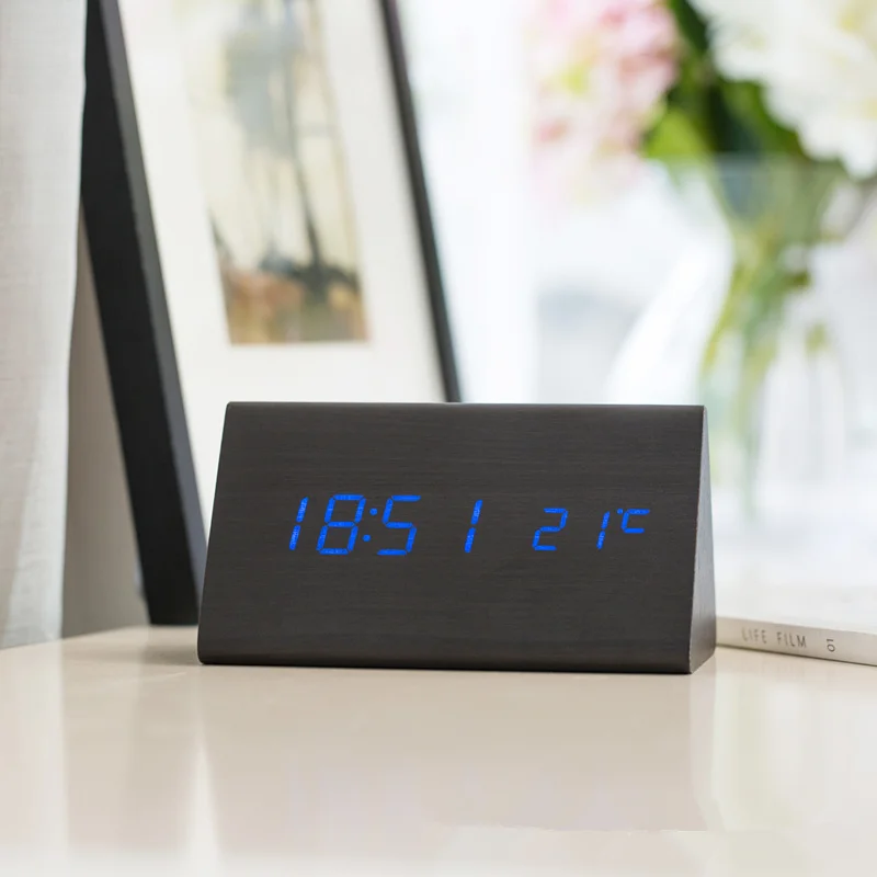 
Promotion Wood Bamboo Digital Fashion Led Alarm Clock Animal Sound with Led Clock Digital Clock 