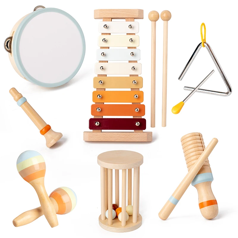 Montessori Toys Modern  Xylophone Wooden Percussion Instruments For Kids Gender Neutral Baby Gifts Early Learning
