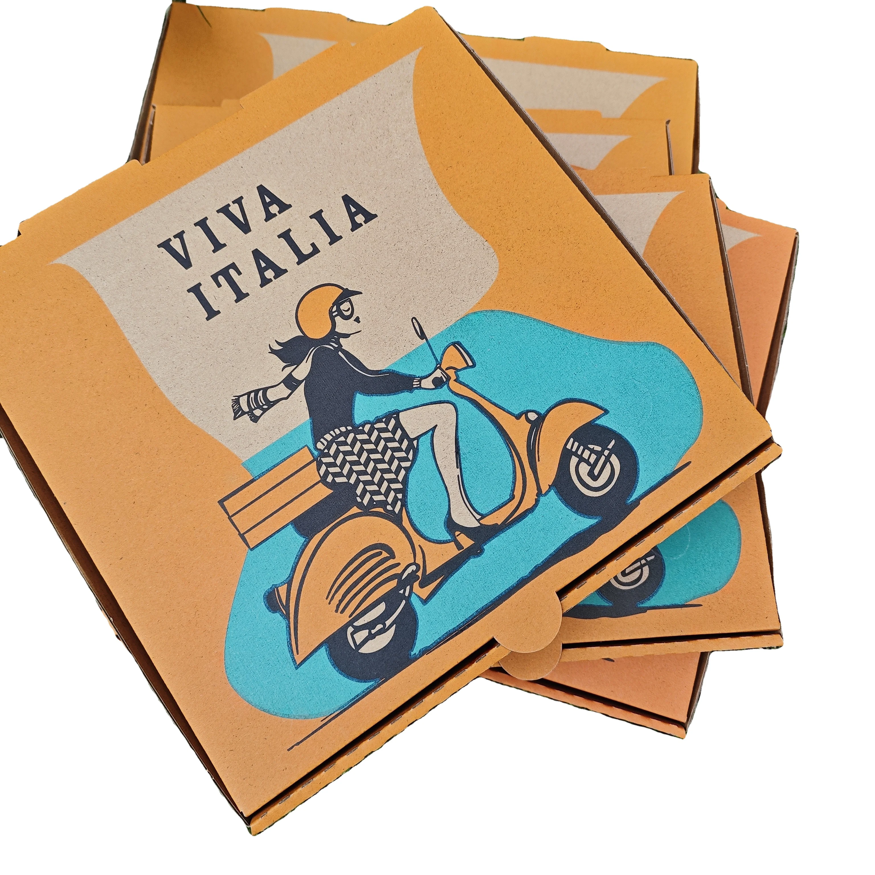 eco-friendly recycled material  kraft 9 10 11 12 13 15 16 inch custom logo printed pizza box corrugated pizza box