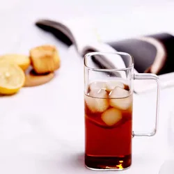 380ml Square High-quality borosilicate 6 colored beer glass cup with color handle single wall glass for milk juice beer