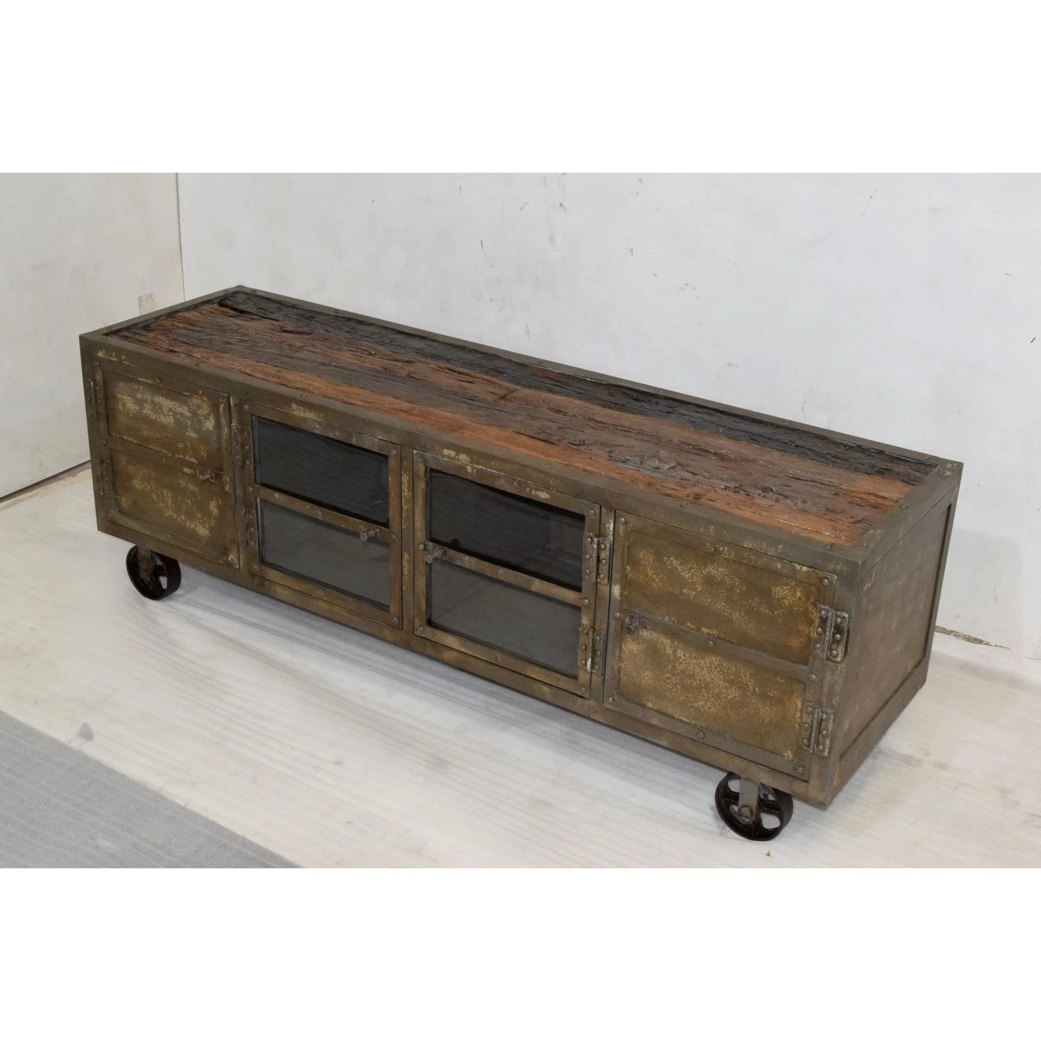 Industrial Rustic Urban Loft Modern Reclaimed Wooden Metal Living Room Office Home Apartment Villa Interior Tv Stand Cabinet