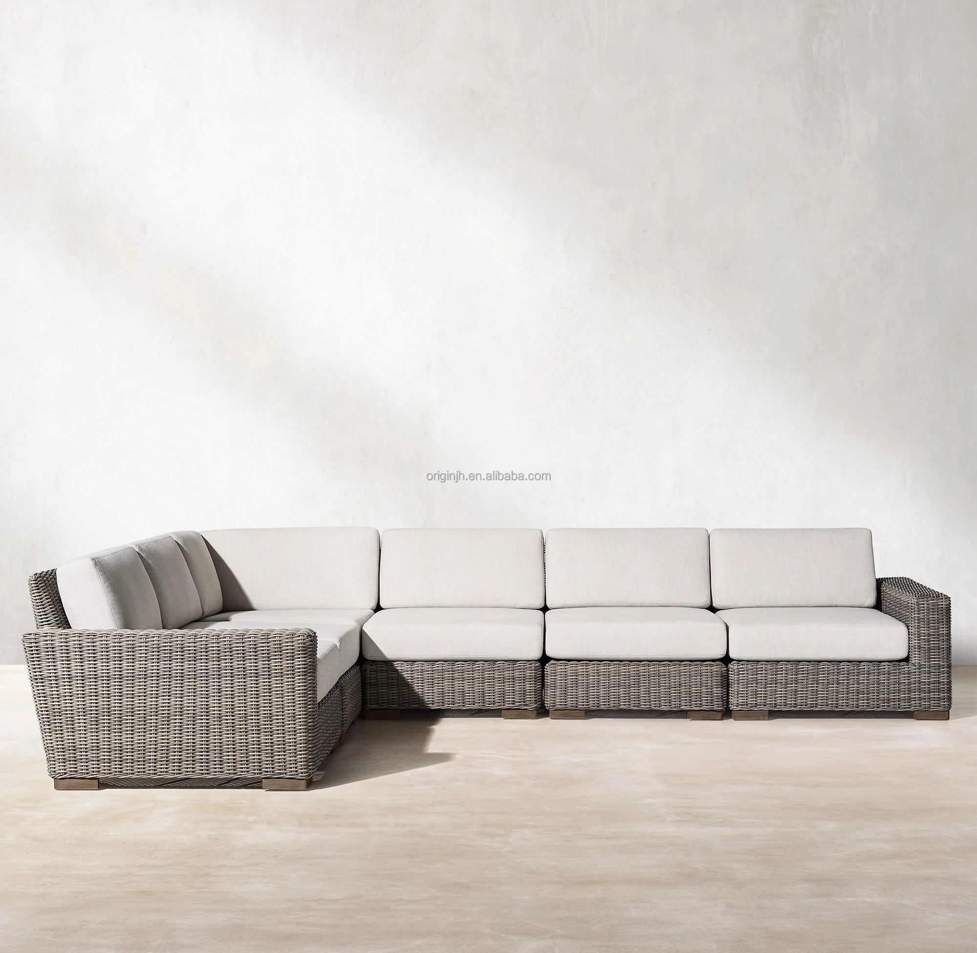 Outdoor furniture classical L shape rattan woven wholesale discount sectional sofa