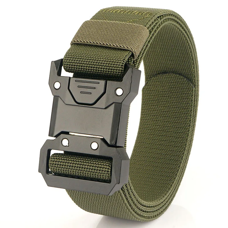 New Tactical Elastic Woven Nylon Belt for Men Quick Release Buckle Custom Logo Cotton and Canvas Material