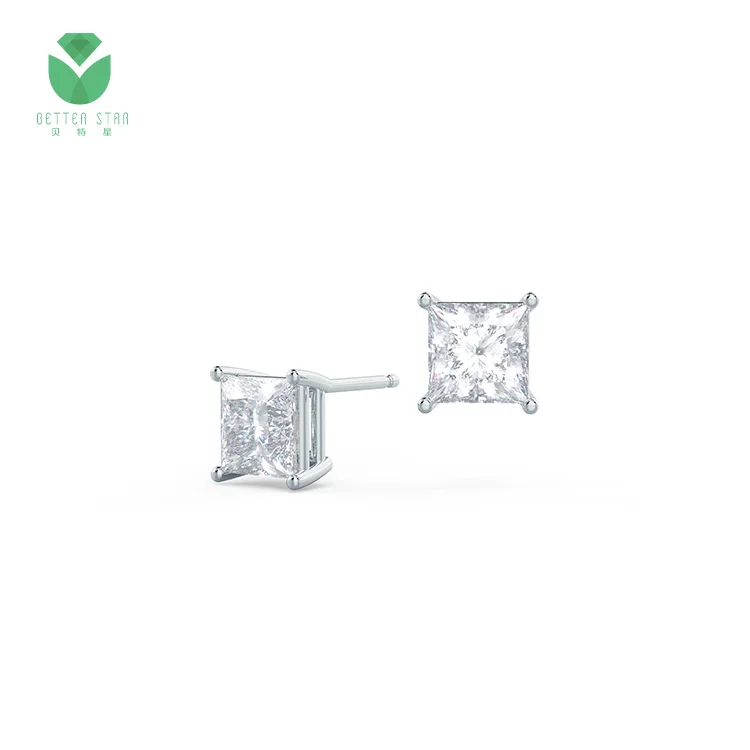 Unique Diamond Earrings 14K White Gold Lab Diamonds Earring Studs VVS Diamond Earrings