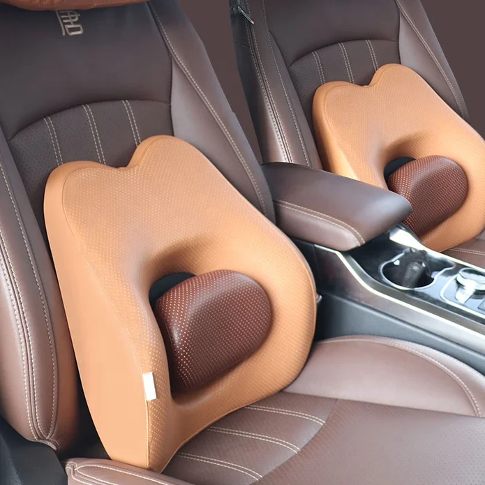 PU Leather Height Adjustable Driver Seat Lumber Sciatica Memory Foam Wedge Pillow Lumbar Back Support Cushion For Office Chair