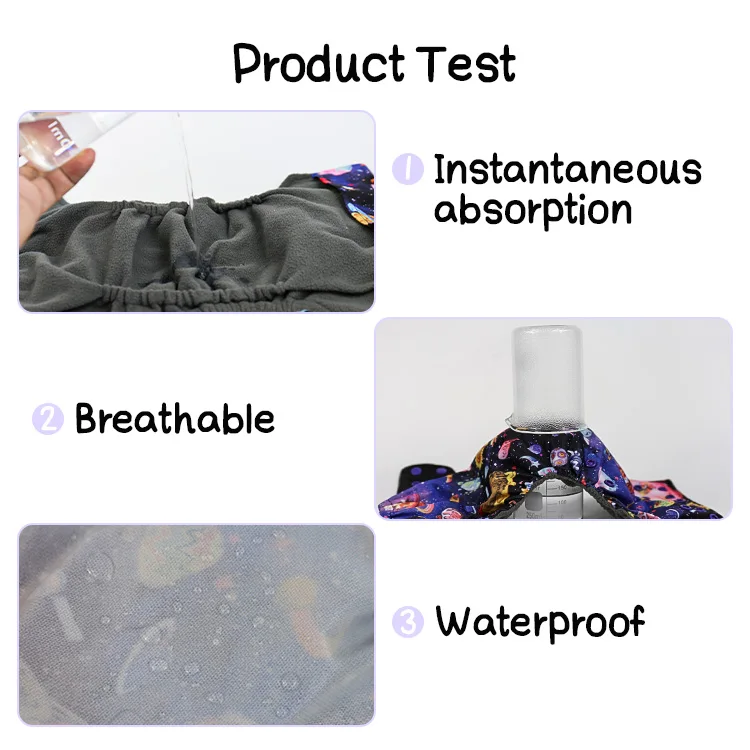 New Customized Reusable Leak Proof Washable Double Rows Snap Square Tab AI2 Cloth Diaper With Bamboo Charcoal
