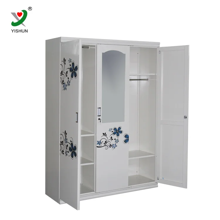 Home Baby bedroom iron triple door steel almirah wardrobe