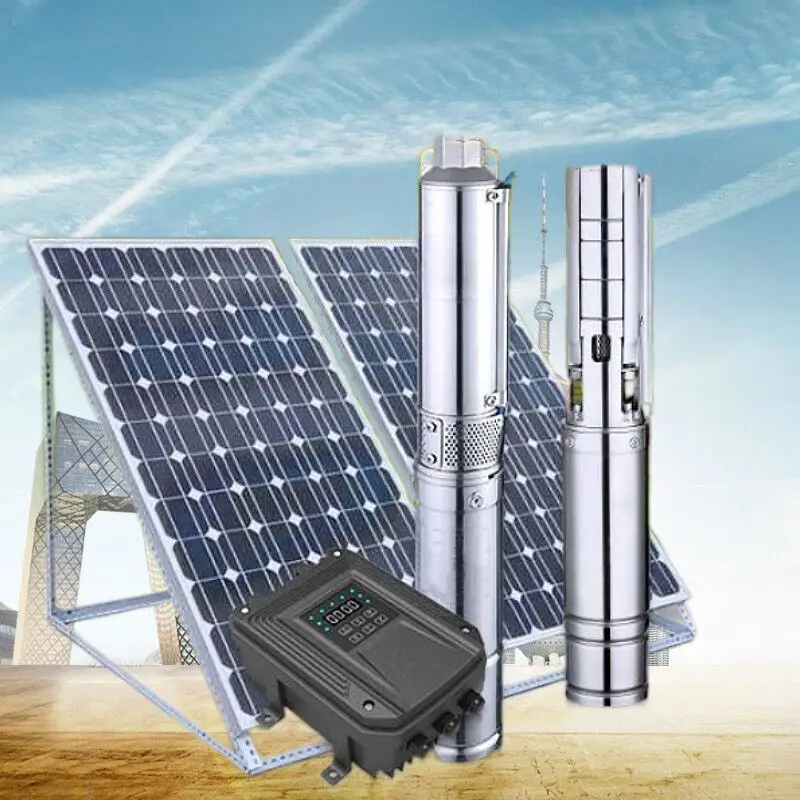 72V1.5HP high lift stainless steel solar submersible pump 101m high pressure agricultural irrigation deep well pump
