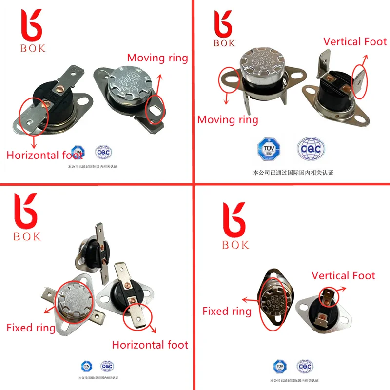KSD301 thermostat 10A 250V 120 degrees Normally closed Moving ring Horizontal foot Thermal protector Temperature control switch