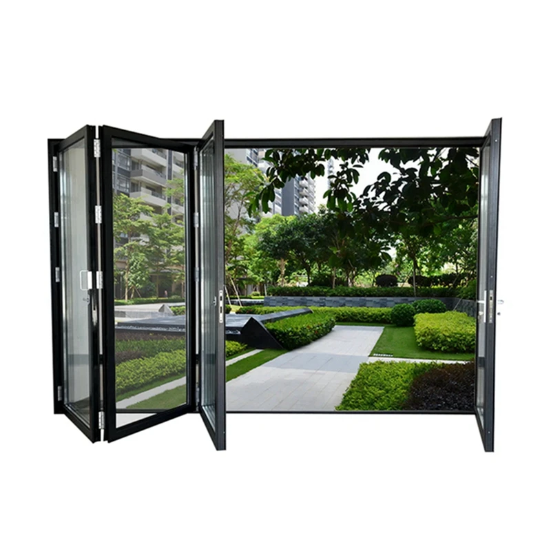 Big size luxury style slim accordion 2.0mm thermal break aluminum folding glass door