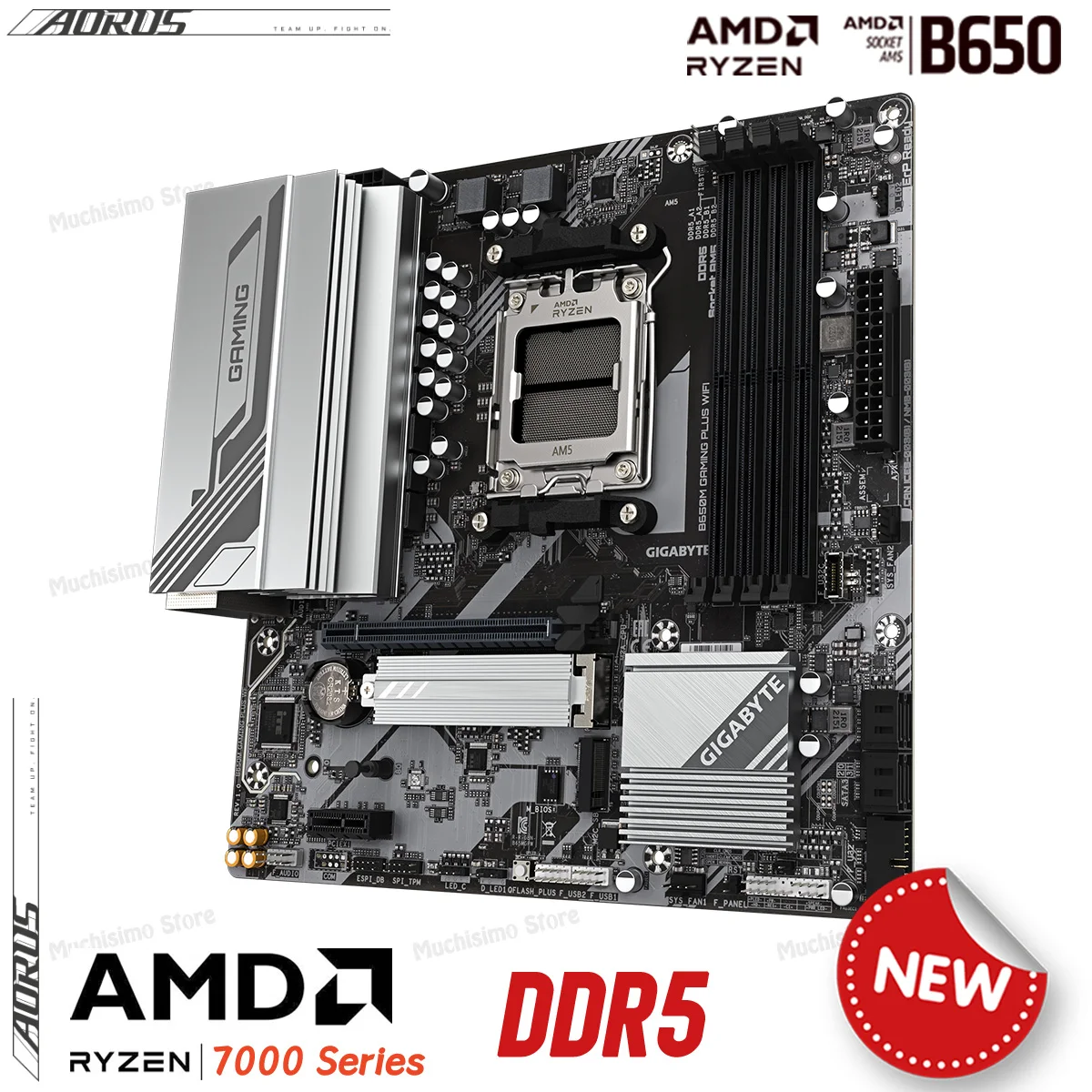 Gigabyte B650M игровая PLUS WIFI AM5 материнская плата DDR5 AMD B650 настольная для Ryzen 8000 серии am5 cpu amd b650 m-ATX