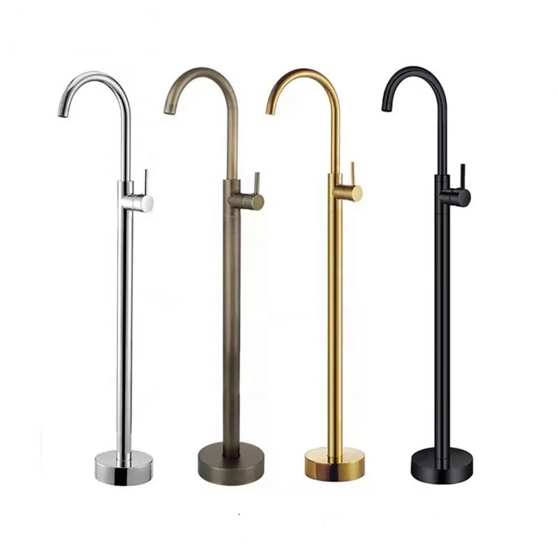 Wholesale Bow Shape Single Handle Custom LOGO Brass Standing Shower Gold Bathtub Bath Faucet Mixer