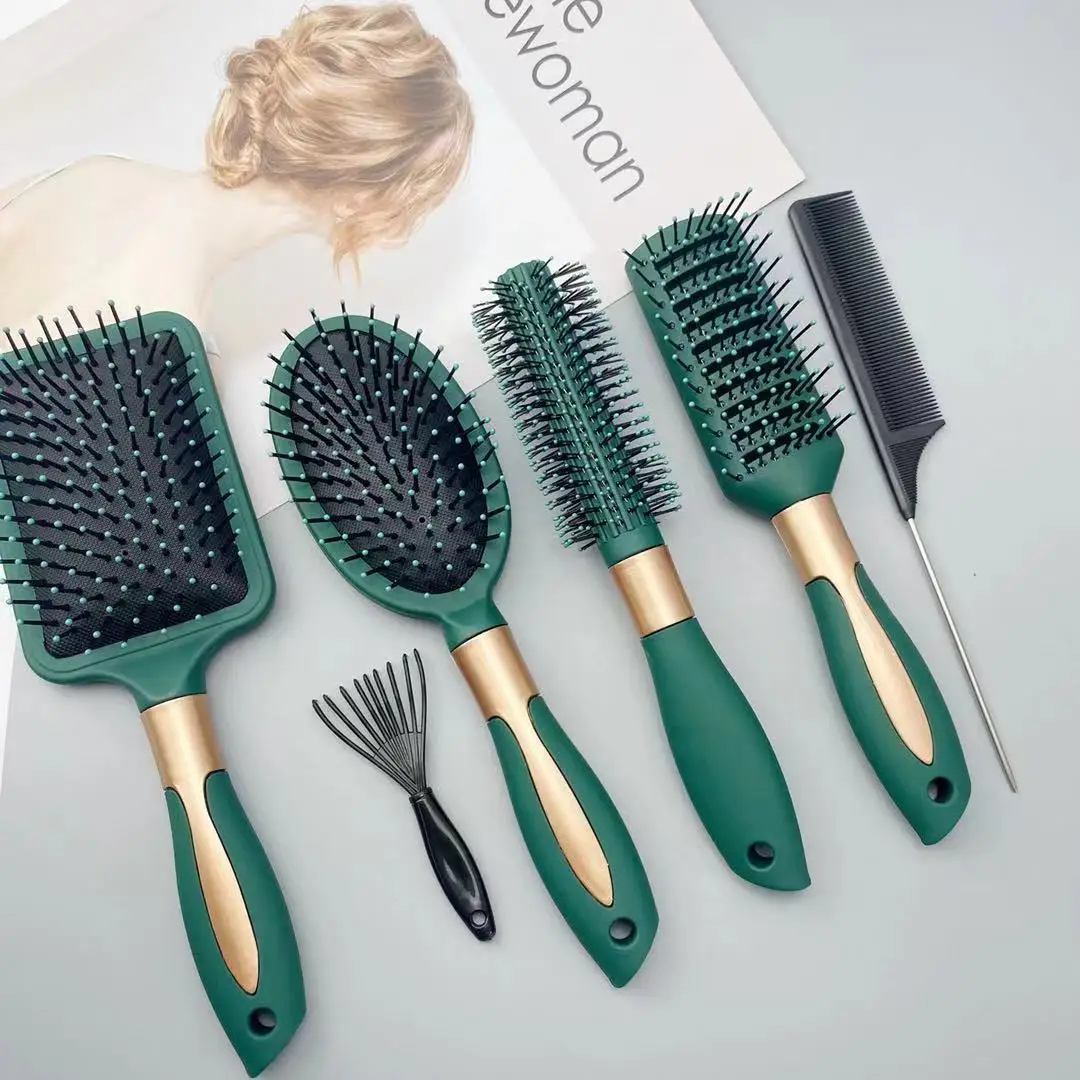 Hair Brush Manufacturing Wholesale Private Label Mix Soft Nylon Boar Bristles Women White Pink Black Hair Massage Brush