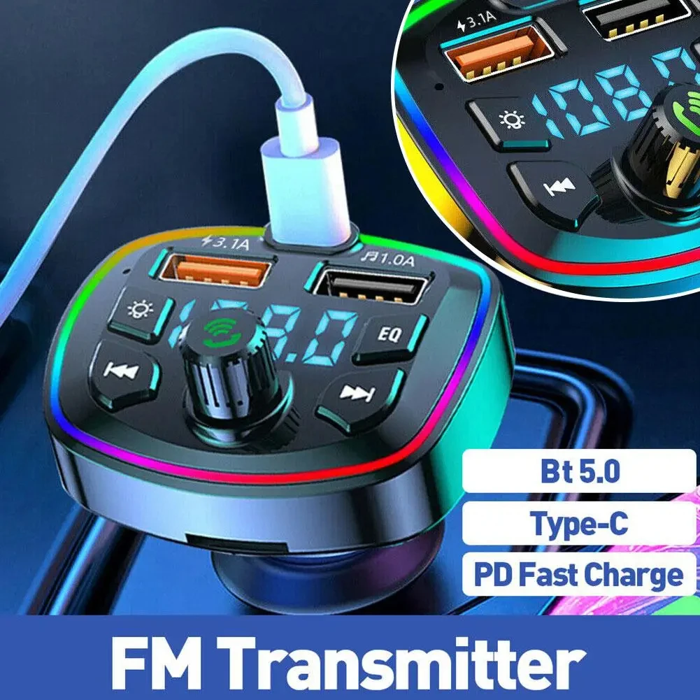Q7 Bt Car Charger Car FM Transmitter Bt Hands Free Mp3 True 3.1A Dual USB Port PD Charging