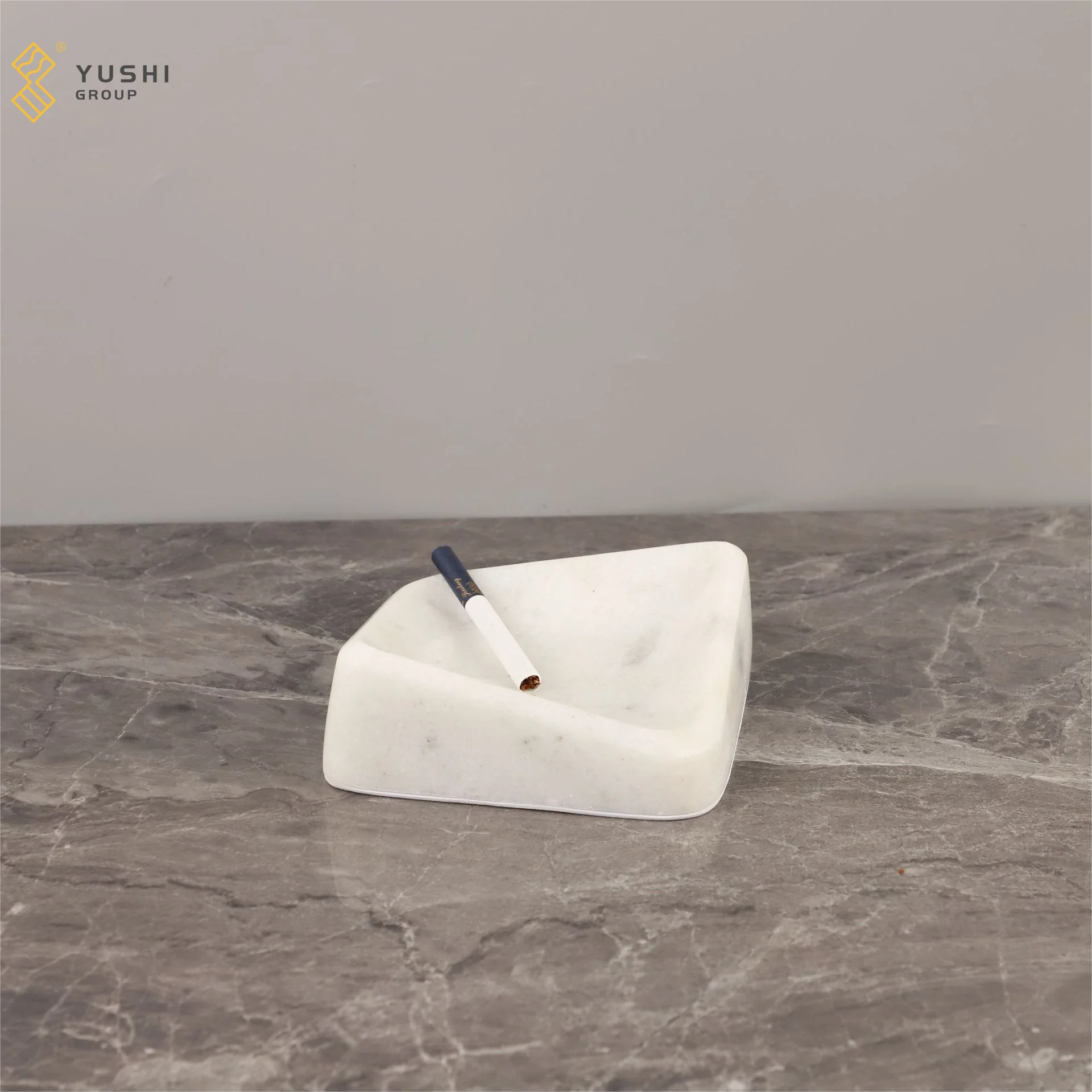 Yushi Group Amazon Hot Sale Hill Shape Luxury Creative Design Modern Beige Natural Travertine Stone Custom Ashtray For Cigar
