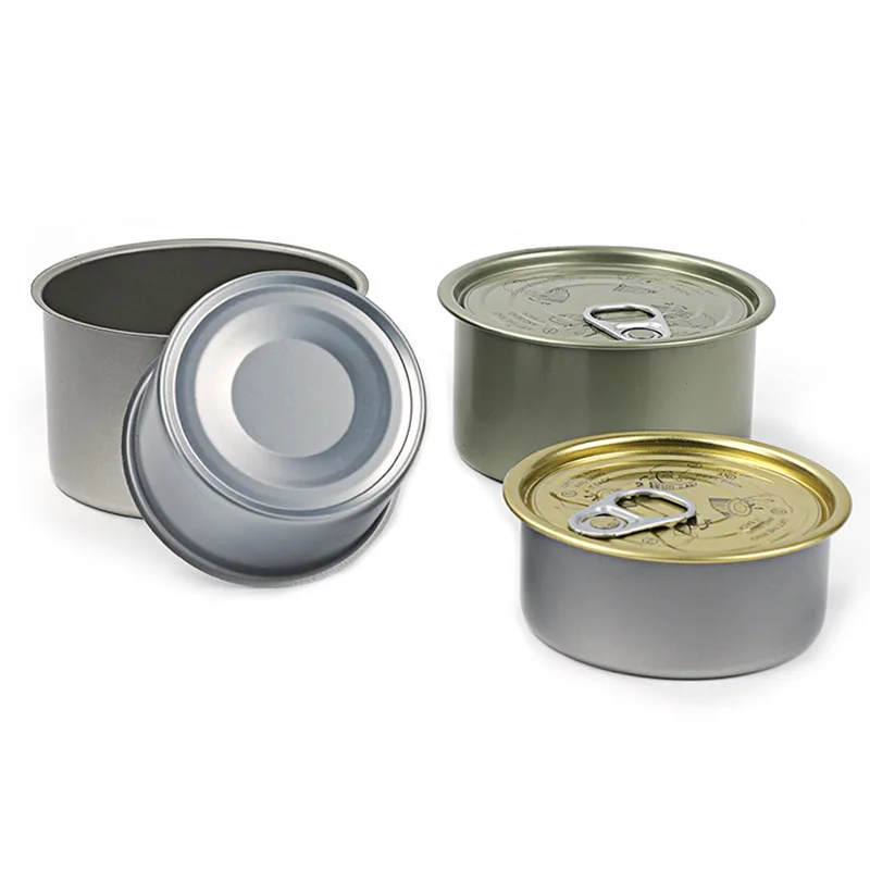 Manufacturers supply 160g metal tin stretched 2-pc cans of tuna sardines empty cans sealed packaging cans with easy to pull lid