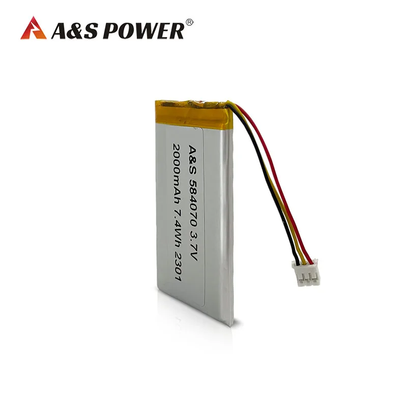 Factory Direct Sales 584070 3.7v 2000mah Rechargeable  Lithium Polymer Battery With UL2054/CB/KC/CE Certificates