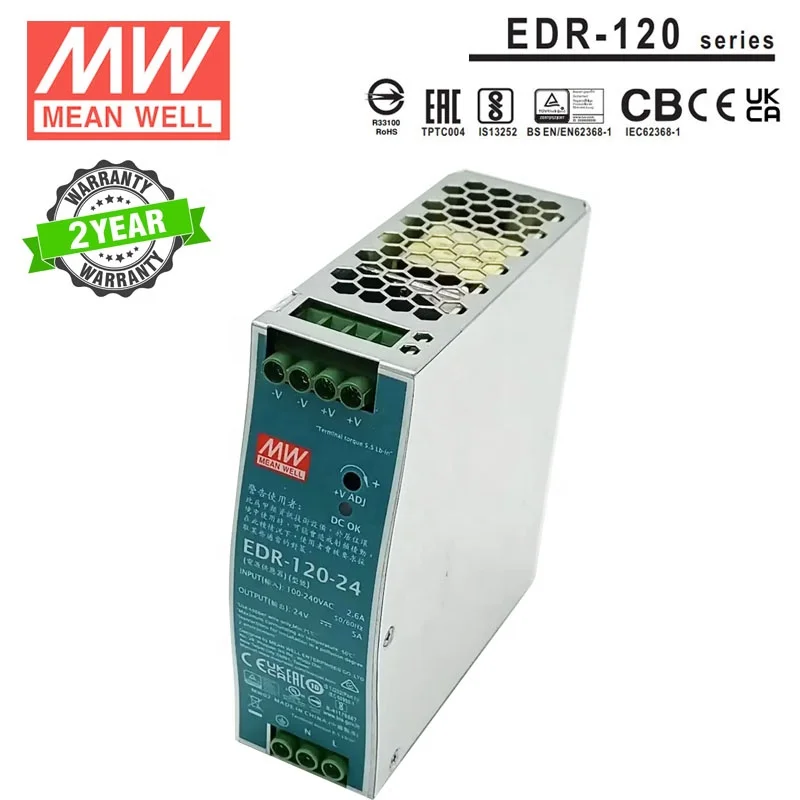 Mean Well NDR/EDR/SDR Series provide all industrial din rail power supply 75W 120W 240W 480W 960W Meanwell 5V 12V 15V 24V 48V