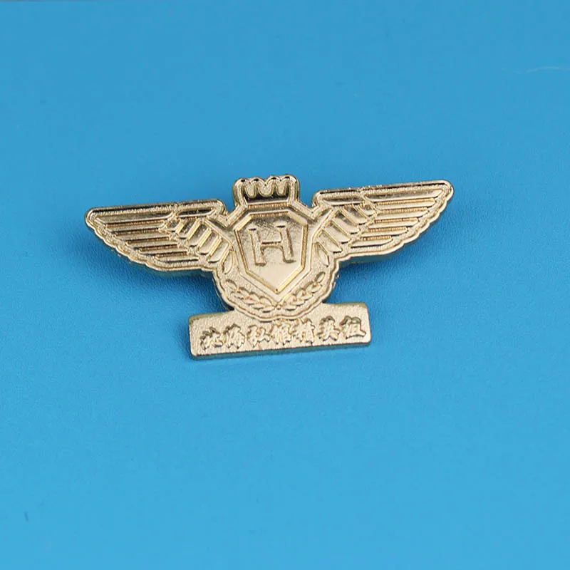 Chinese factories Airline custom logo die-cast metal pilot wing pin badge Pilot wing pin badge