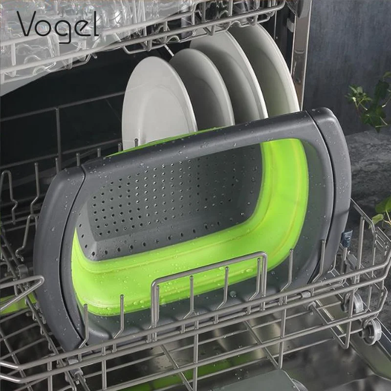 Folding retractable folding drain basket household fruit and vegetable kitchen vegetable washing drain basket