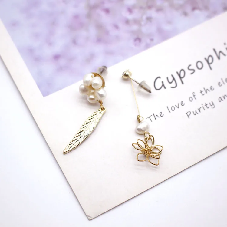 High quality star pearl layered eardrop hanging 14k gold  earring chain  earrings