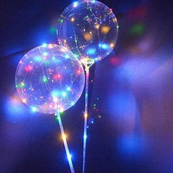 Luminous Flash LED Light String Latex Balloons With Stick Giant Bright Balloon Kids Toy