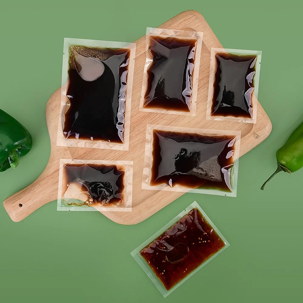 Термосварочные прозрачные пакеты для соуса жидкий соус пластиковый пакет